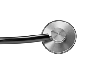Close view of a stethoscope used in patient evaluations, isolated, PNG