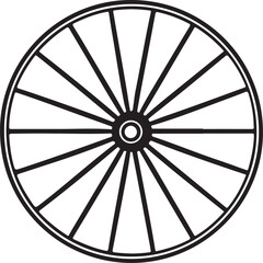 Wagon Wheel Silhouette Vector Illustration Isolated on White Background.