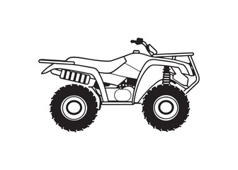 ATV Quad Bike Silhouette Vector Illustration Isolated on White Background.