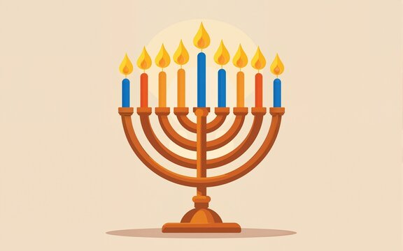 colorful menorah candles burning hanukkah celebration clip art preview
