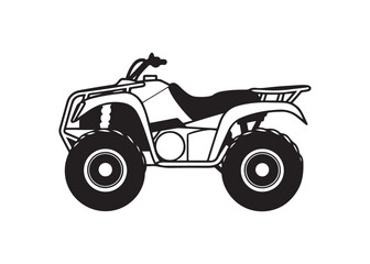 ATV Quad Bike Silhouette Vector Illustration Isolated on White Background.