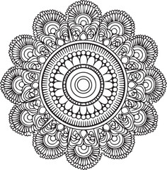 Intricate Mandala Art: A mesmerizing black and white mandala pattern, perfect for artistic projects, symbolizing peace and meditation. 