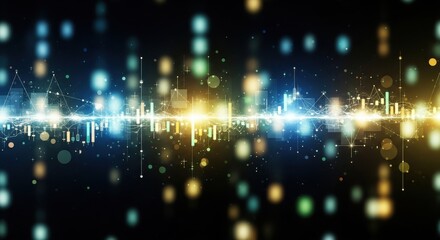 Dynamic data visualization with abstract connections, digital growth concept