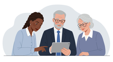 Diverse Group of People Looking at Tablet.