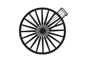 Fototapeta premium Carriage Wagon Wheel Black Silhouette Vector Icon Illustration.