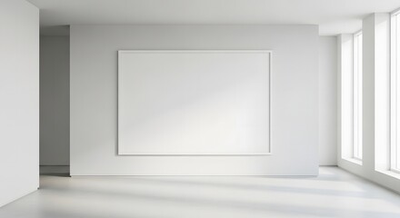 Minimalist Gallery Interior with Square Artwork and Natural Light