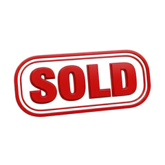Red sold stamp isolated on transparent background