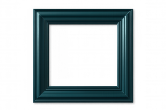 Dark teal picture frame featuring minimalist design, floating against transparent background - Powered by Adobe