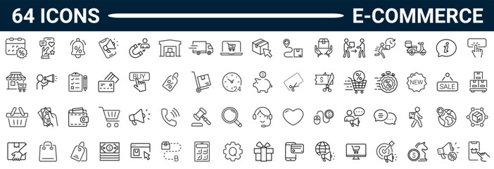 E-commerce line icons set. Pictograms and infographics for mobile apps and web. editable stroke. full vector.