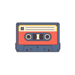 Obraz premium Flat vector illustration of a vintage audio cassette tape with side A label and details, concept for music production, retro design and nostalgic elements