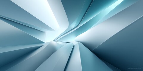 This image features abstract geometric shapes with smooth curved lines in blue tones, creating a modern and dynamic visual effect.