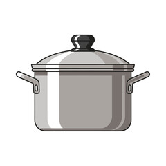 Stainless Steel Cooking Pot with Lid and Handles Illustration