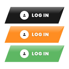 Dynamic Login Button Options for Website Design, User Interface, and Mobile App Development with Diverse Color Choices and User Icons
