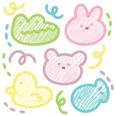 Cute Pastel Animal Shape Doodle Set