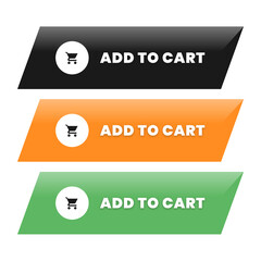 Modern Add to Cart Buttons in Black, Orange, and Green for Websites and E-commerce Platforms, Perfect for Online Shopping and Digital Marketing