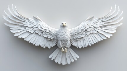 Fototapeta premium 3D White Eagle in Flight Against Plain Background