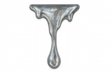 Liquid silver dripping down with a transparent background, perfect for industrial design projects
