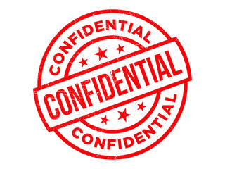 Official red neon stamp marking document as confidential with stars and ring for secrecy and privacy transparent background