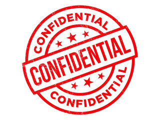 Red neon stamp icon labeled 'confidential' symbolizing secret information and restricted access transparent background