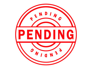 Red neon pending stamp icon symbolizing processed status and approval in a digital context transparent background
