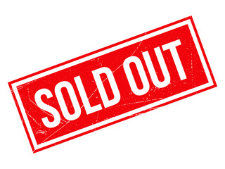 Bold red sold out stamp icon communicating product availability status on isolated background transparent background