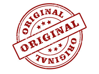 Authentic original stamp icon red neon glow effect isolated on black for guaranteed approval transparent background