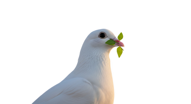 Elegant white dove carrying an olive branch, symbolizing peace and hope for a brighter future, perfect for spiritual themes and messages of unity
