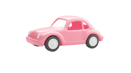 pink cartoon car on white background