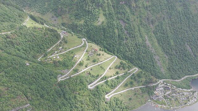 Scenic view of Geirangerfjord at Ornesvingen Viewpoint in Geiranger, Norway