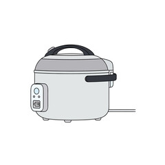 Illustrated Electric Rice Cooker with Control Panel and Handle