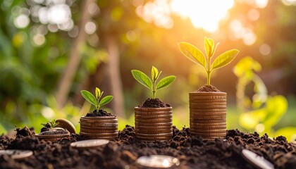 Growing money sustainable investments financial growth green business concept
