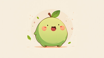 Fototapeta premium single cute green apple monster flat vector
