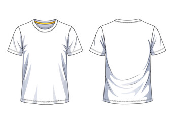 Fototapeta premium Classic Blank T-Shirt Mockup: This simple, clean mockup of a classic t-shirt showcases the front and back views of a versatile garment. Ideal for displaying designs, logos.