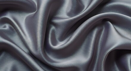 Fototapeta premium Elegant Draped Silver Gray Satin Fabric Texture Background, Smooth Silky Surface, Luxurious Textile, Soft Shiny Waves, Closeup Studio Shot