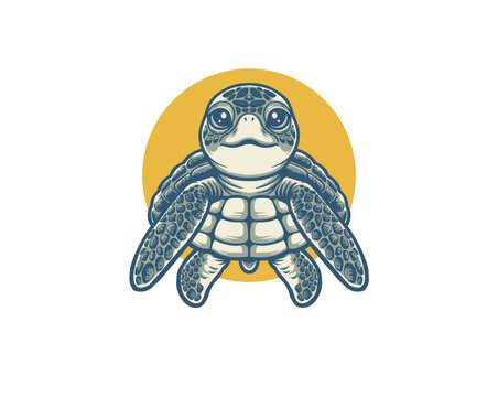 Cute turtles sea illustration