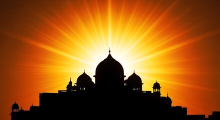 Obraz premium Mosque Silhouette at Sunrise.