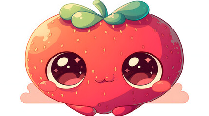 Obraz premium sticker-style strawberry monster emoji