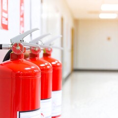 Fire extinguishers in a hallway