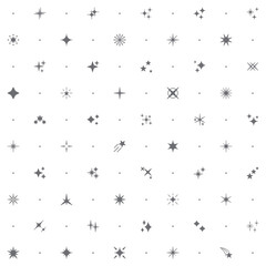 Seamless pattern with sparkle icon on white background. Included the icons as star, glittering, bright, firework, glitter, glow, shine, twinkle and design elements And Other Elements.