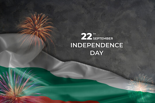 Bulgaria independence day greetings card with flag and fireworks - Powered by Adobe