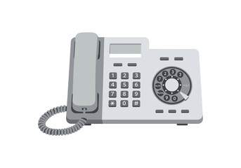 Gray Desk Phone with Rotary Dial and Push Buttons