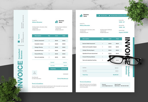 Blue And Black Consultant Invoice