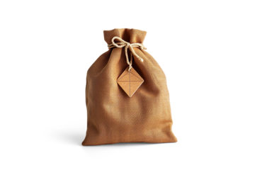 Brown Textured Cotton Pouch with Geometric on a transparent background