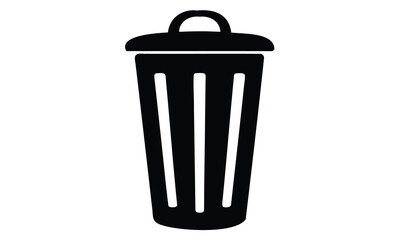 Waste bin icon vector illustration, trash bin silhouette