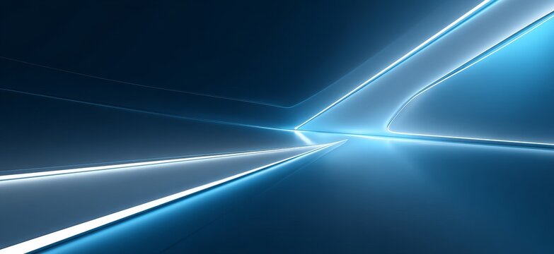 An abstract blue background with glowing light lines, representing a modern and futuristic technological concept.