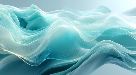 Obraz premium This image features abstract blue waves with soft and flowing textures, creating a modern and artistic visual composition.