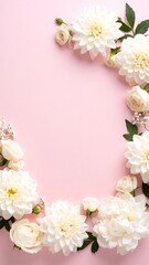 Floral frame on pink backdrop