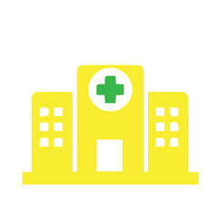 Obraz premium Hospital Building with a Green Cross Emblem A Symbol of Healthcare and Medical Services