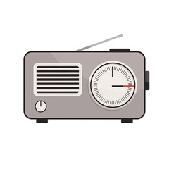 Vintage Gray Radio with Antenna and Dial