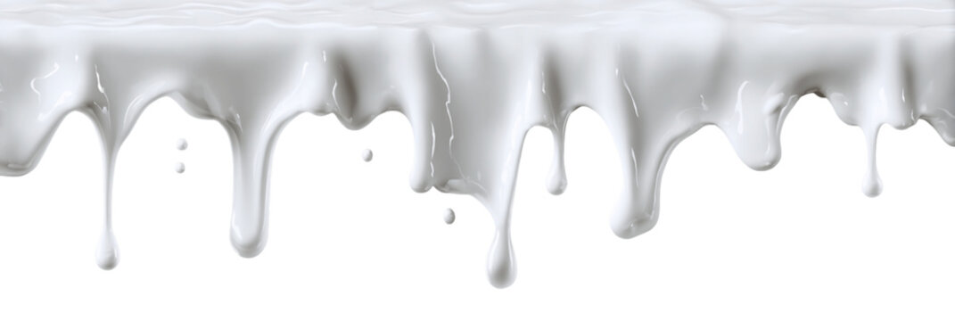 White Liquid Dripping Down On A Transparent Background, PNG